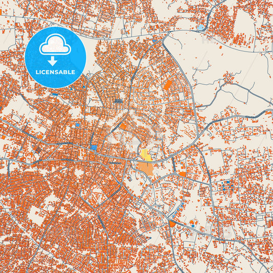 Colorful Akure Street Map with Labels and Buildings