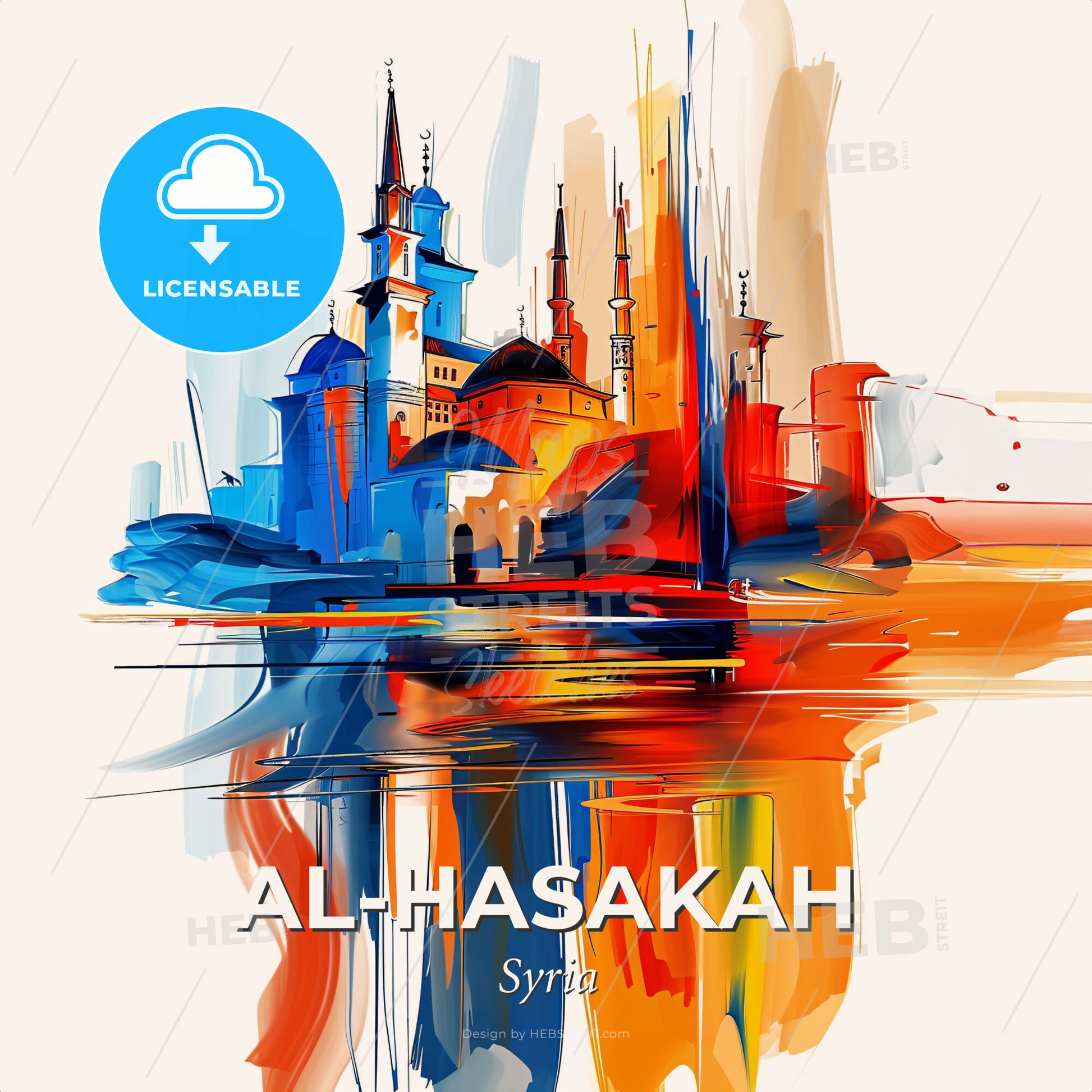 Vibrant Al-Hasakah, Syria - A Painting Of A City - Square format print template