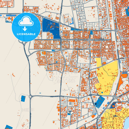 Colorful Al-Mubarraz Street Map with Labels and Buildings