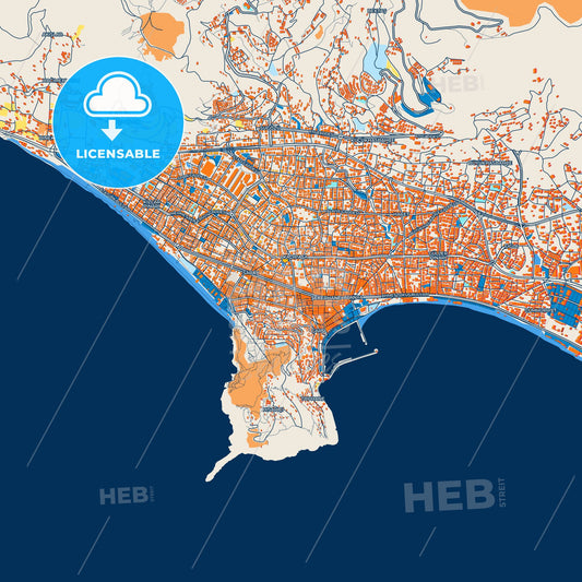 Colorful Alanya Street Map with Labels and Buildings
