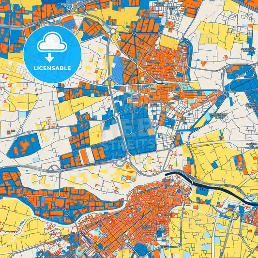 Colorful Alaquàs Street Map with Labels and Buildings
