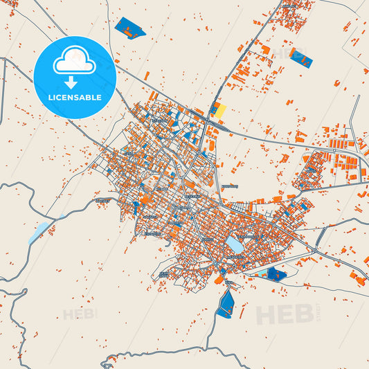 Colorful Alaşehir Street Map with Labels and Buildings