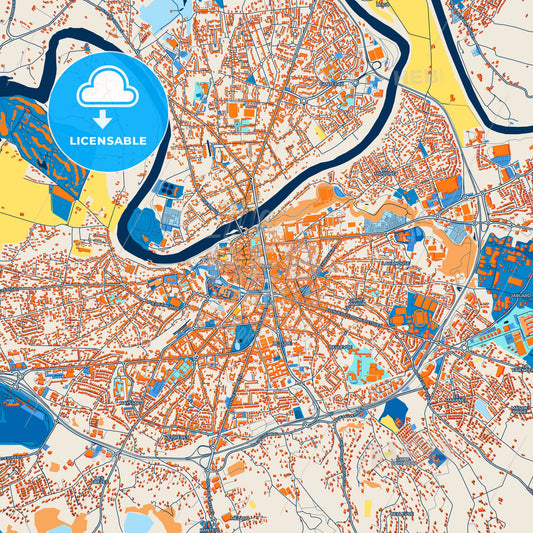 Colorful Albi Street Map with Labels and Buildings