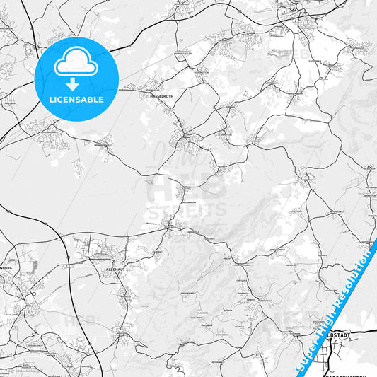 Albstadt, Germany light map with streetnames, citynames and districts