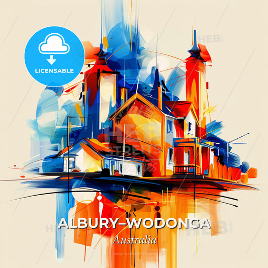 Vibrant Albury–Wodonga, Australia - A Painting Of A House - Square format print template