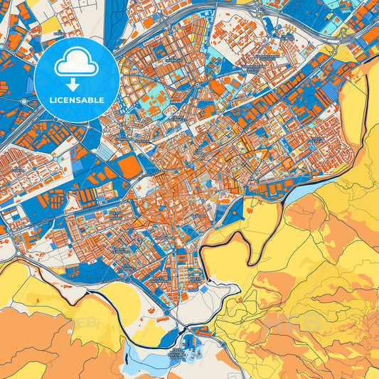 Colorful Alcalá de Henares Street Map with Labels and Buildings