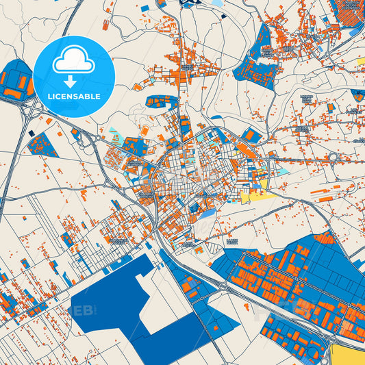 Colorful Alcantarilla Street Map with Labels and Buildings