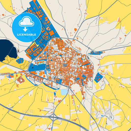Colorful Alcázar de San Juan Street Map with Labels and Buildings