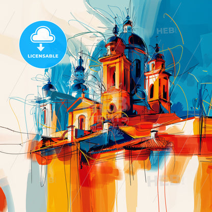 Vibrant Alcorcón, Spain - A Colorful Building With Towers