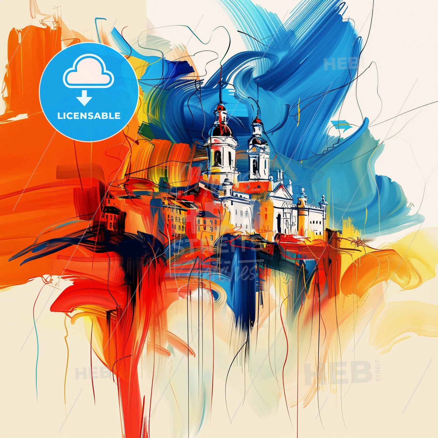 Vibrant Alcorcón, Spain - A Painting Of A Building With Colorful Paint