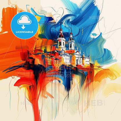 Vibrant Alcorcón, Spain - A Painting Of A Building With Colorful Paint