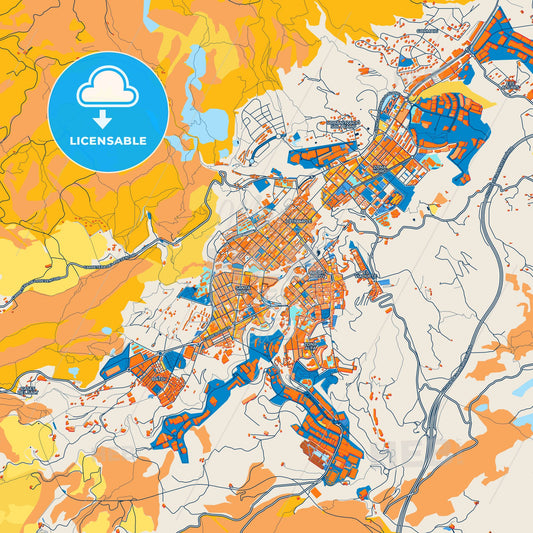 Colorful Alcoy Street Map with Labels and Buildings