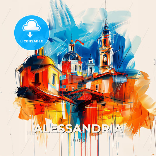 Vibrant Alessandria, Italy - A Painting Of A Building - Square format print template