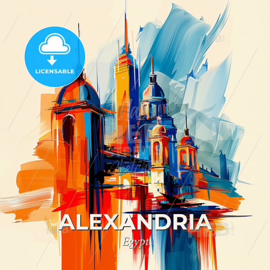 Vibrant Alexandria, Egypt - A Painting Of A City - Square format print template