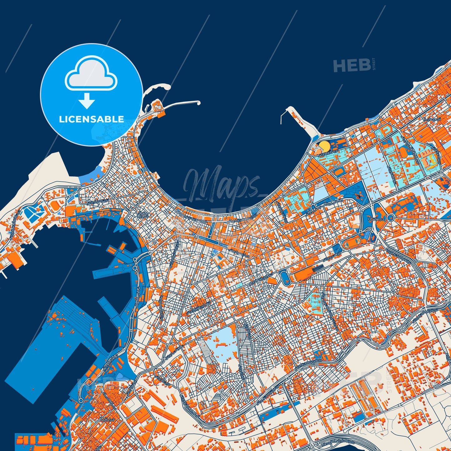 Colorful Alexandria Street Map with Labels and Buildings
