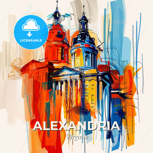 Vibrant Alexandria, Virginia - A Painting Of A Building - Square format print template