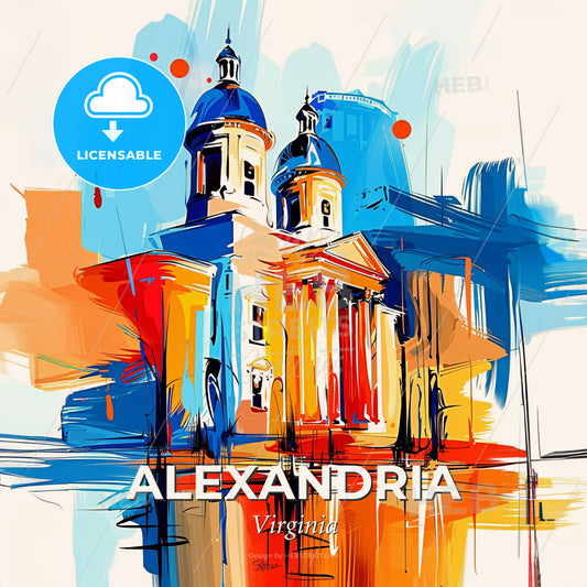 Vibrant Alexandria, Virginia - A Painting Of A Building With Blue Domes - Square format print template