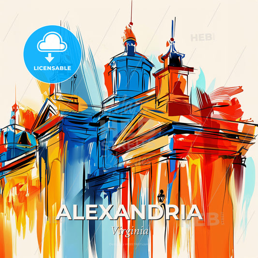 Vibrant Alexandria, Virginia - A Colorful Painting Of A Building - Square format print template