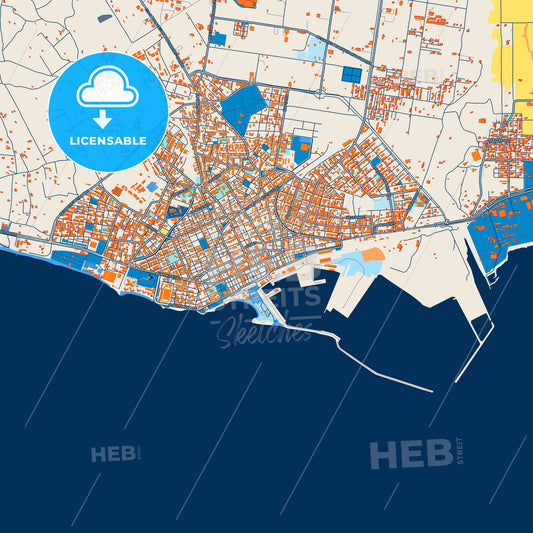 Colorful Alexandroupoli Street Map with Labels and Buildings