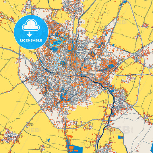 Colorful Al Fayyum Street Map with Labels and Buildings
