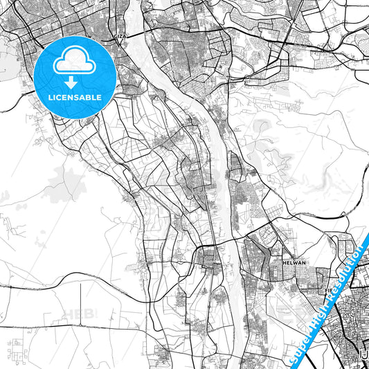 Al Hawamidiyah, Egypt light map with streetnames, citynames and districts