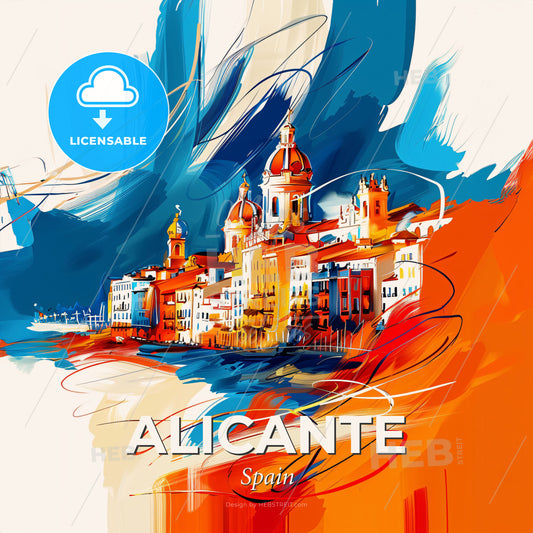 Vibrant Alicante, Spain - A Painting Of A City - Square format print template