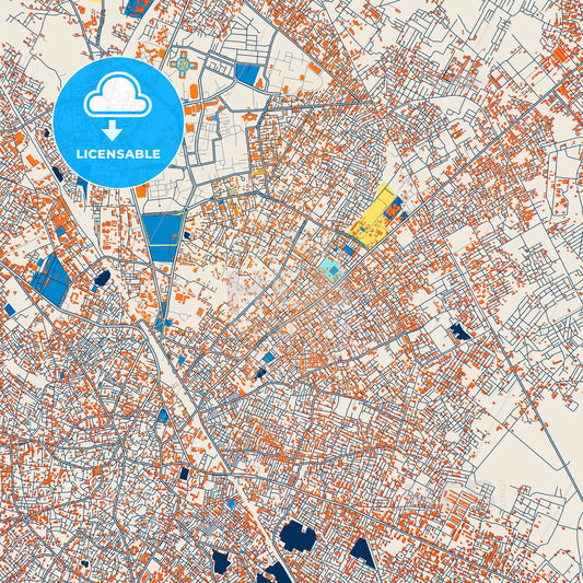 Colorful Aligarh Street Map with Labels and Buildings
