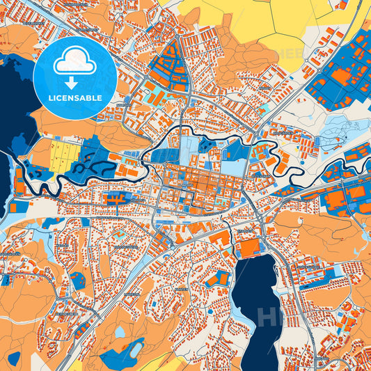 Colorful Alingsås Street Map with Labels and Buildings