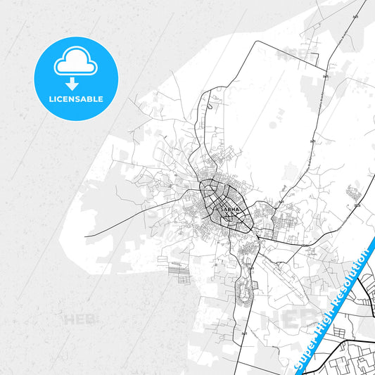 Al Jadid, Libya light map with streetnames, citynames and districts