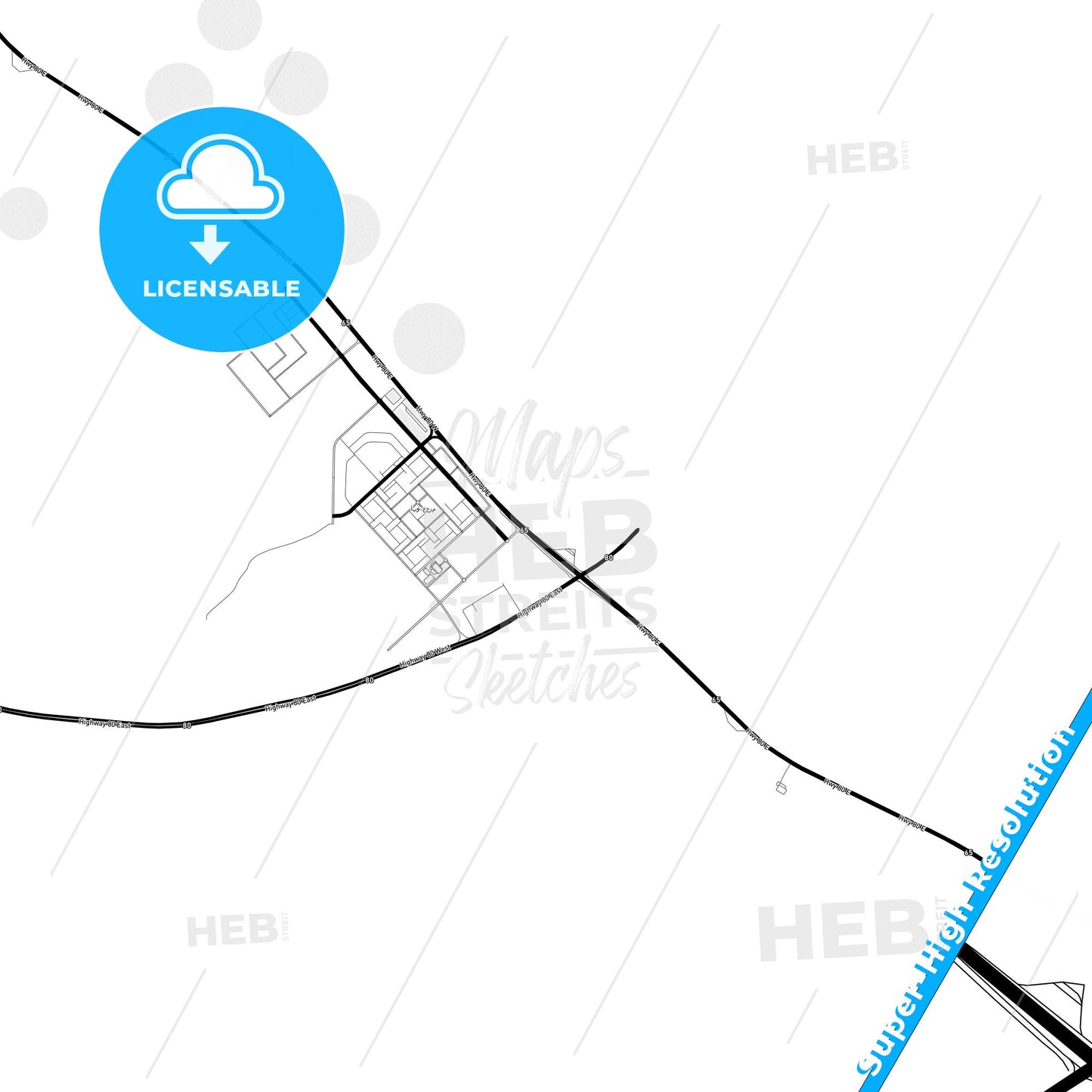 Al Jawf, Saudi Arabia Light Map with Street Names, City Names, and Districts