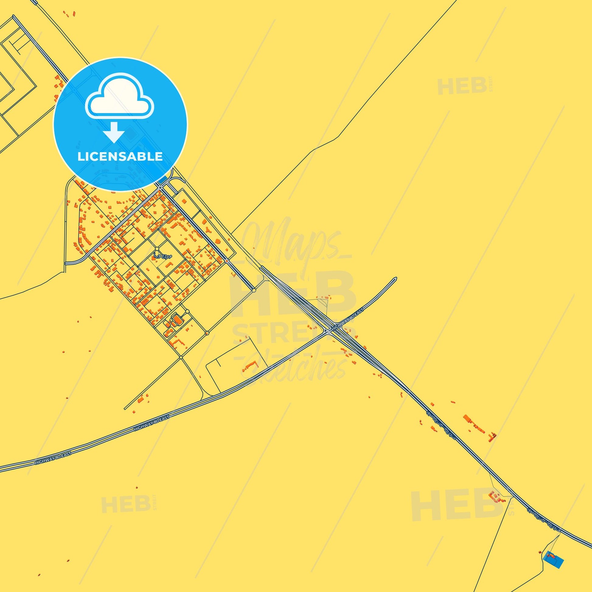 Colorful Al Jawf Street Map with Labels and Buildings