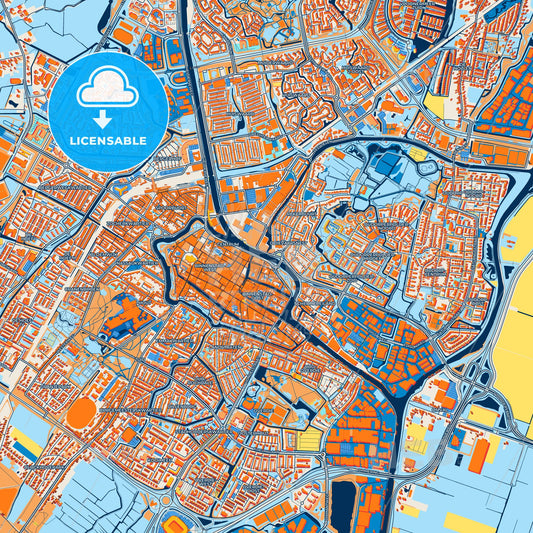 Colorful Alkmaar Street Map with Labels and Buildings