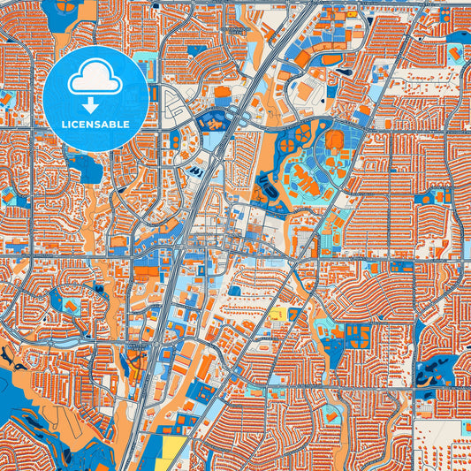 Colorful Allen Street Map with Labels and Buildings