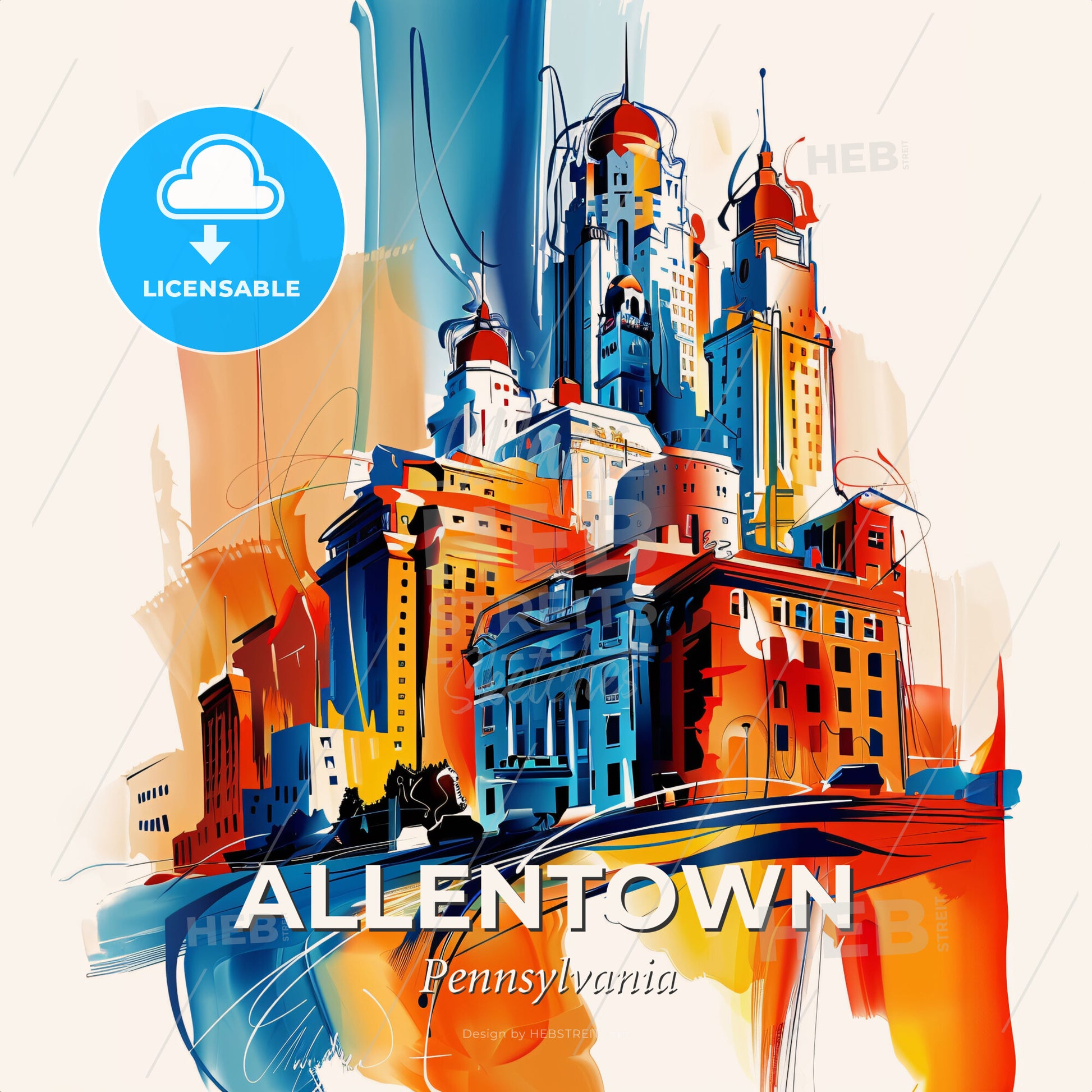 Vibrant Allentown, Pennsylvania - A Colorful Cityscape With Buildings - Square format print template