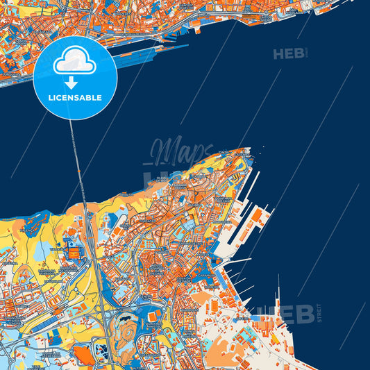 Colorful Almada Street Map with Labels and Buildings