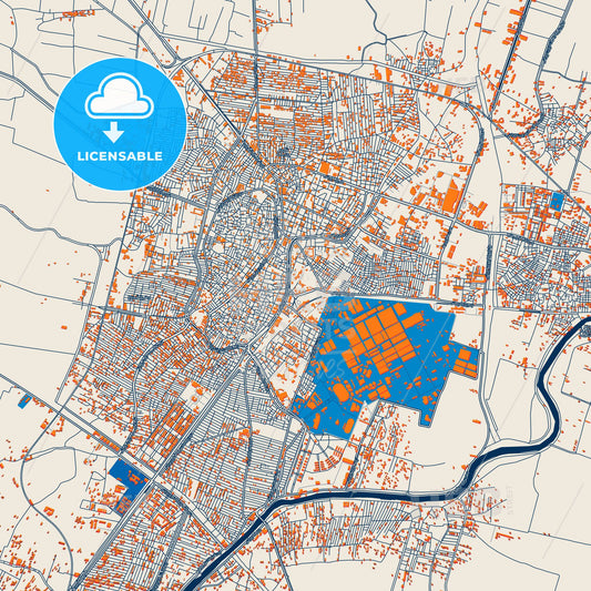 Colorful Al Mahallah al Kubra Street Map with Labels and Buildings
