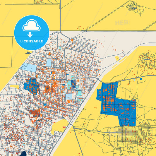 Colorful Al Manaqil Street Map with Labels and Buildings