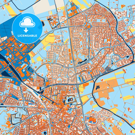 Colorful Almelo Street Map with Labels and Buildings