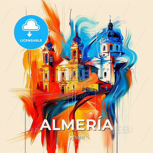 Vibrant Almería, Spain - A Painting Of A Building - Square format print template