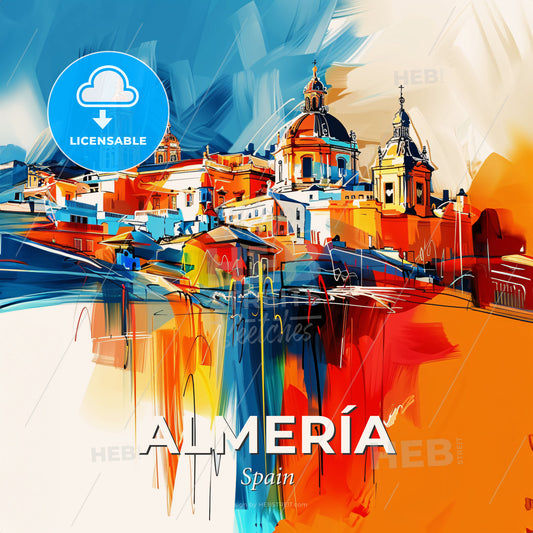 Vibrant Almería, Spain - A Painting Of A Colorful City - Square format print template