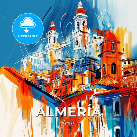 Vibrant Almería, Spain - A Colorful Painting Of A City - Square format print template