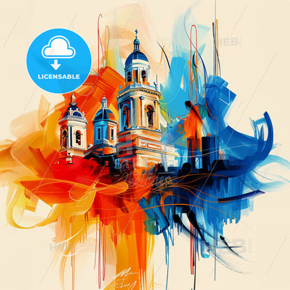 Vibrant Almería, Spain - A Painting Of A Building With Colorful Paint