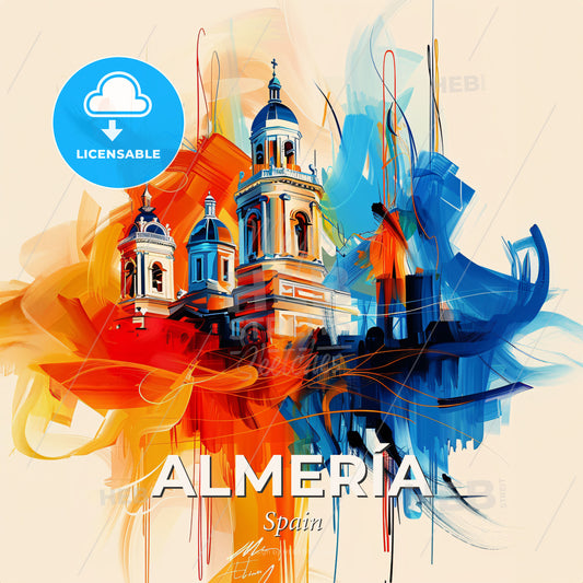 Vibrant Almería, Spain - A Painting Of A Building With Colorful Paint - Square format print template