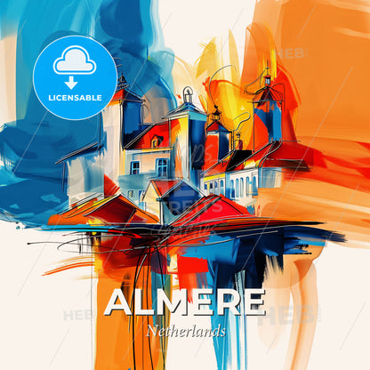 Vibrant Almere, Netherlands - A Painting Of A City - Square format print template