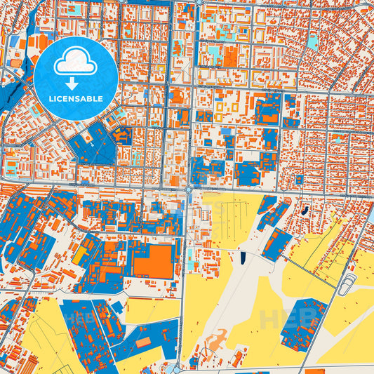 Colorful Almetyevsk Street Map with Labels and Buildings