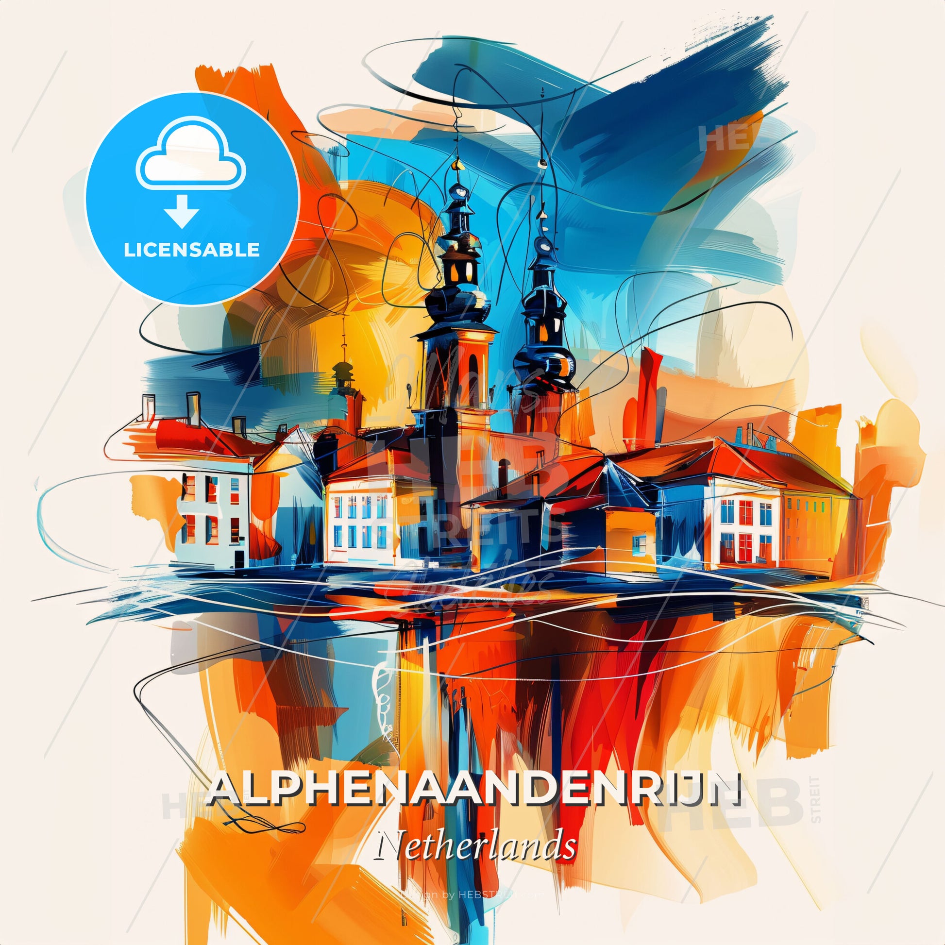 Vibrant Alphenaandenrijn, Netherlands - A Painting Of A Town - Square format print template