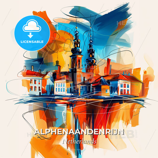 Vibrant Alphenaandenrijn, Netherlands - A Painting Of A Town - Square format print template