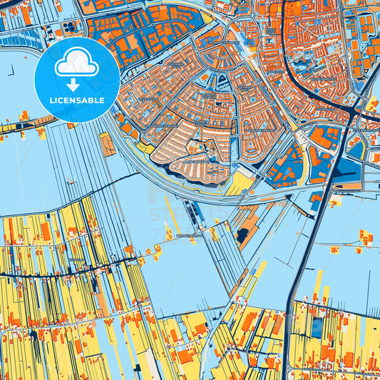 Colorful Alphen aan den Rijn Street Map with Labels and Buildings