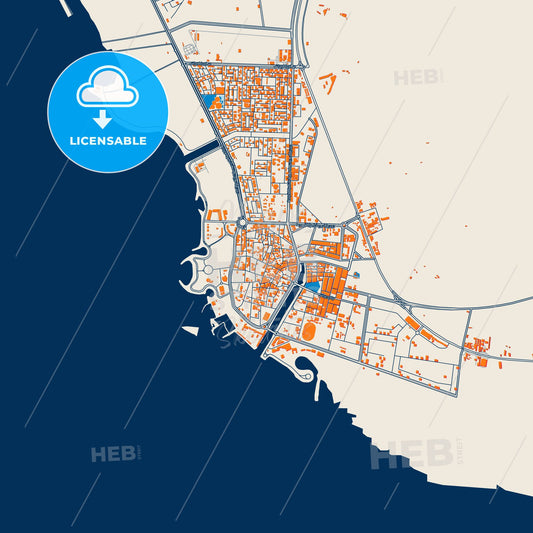 Colorful Al Qunfudhah Street Map with Labels and Buildings
