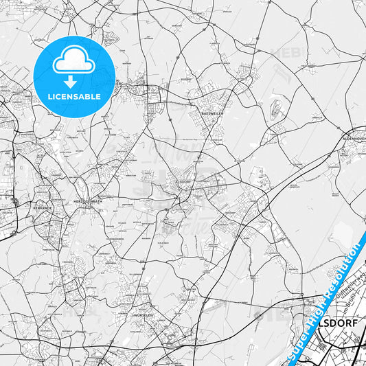 Alsdorf, Germany light map with streetnames, citynames and districts
